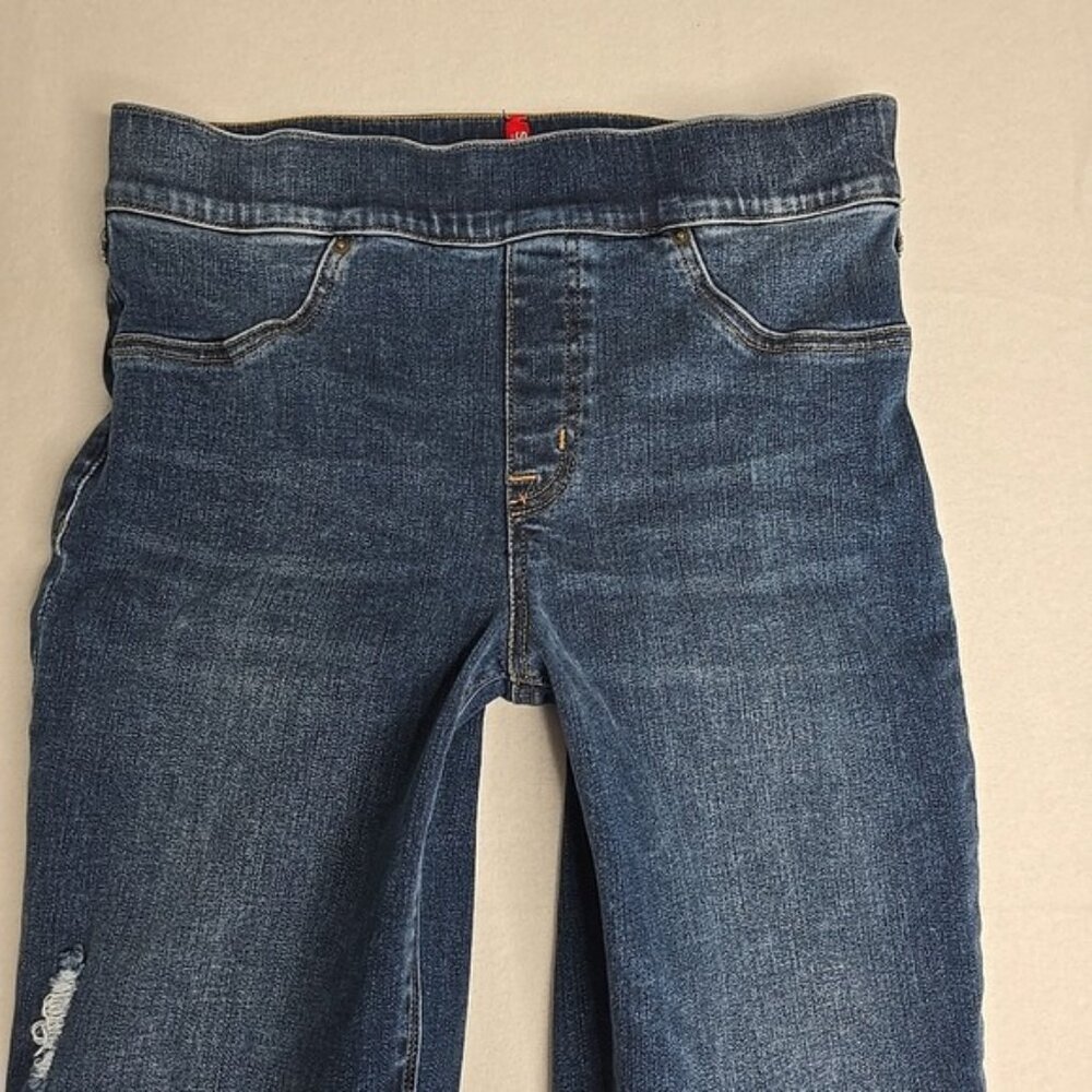 Spanx Jeans Distressed Blue Ankle Skinny High Rise‎ Stretch Shaping Denim Medium - Picture 3 of 9